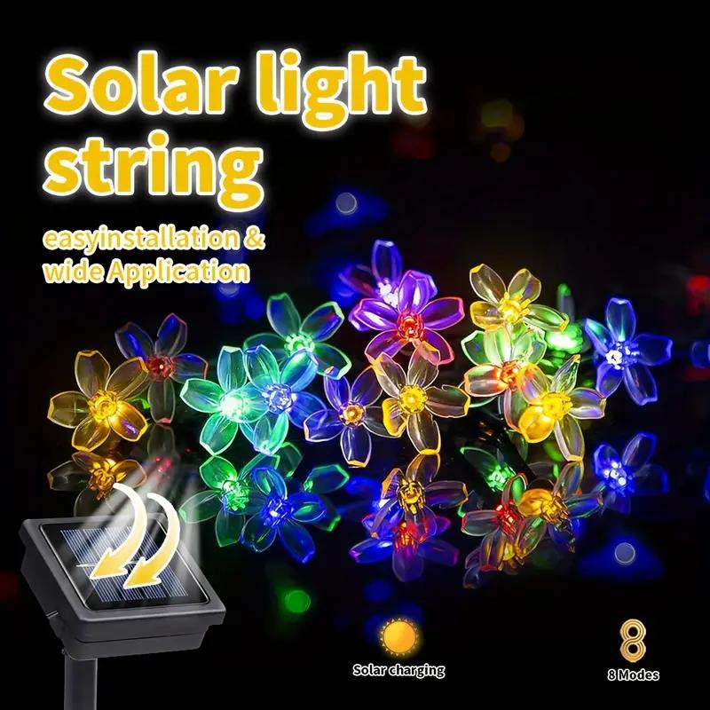 1pc 20/30/50/100 LED Solar Flower String Light Outdoor Cherry Blossom Fairy Lamp For Home Garden Patio Fence Yard Festival Decor