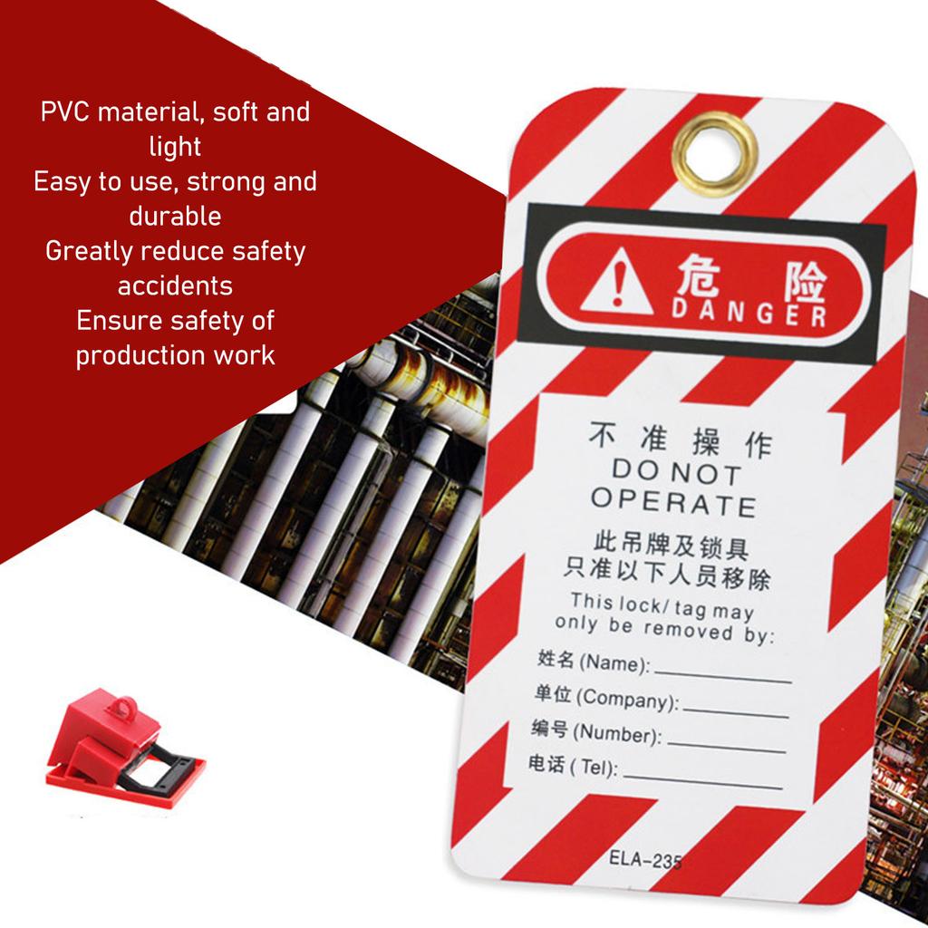 20Pcs Lockout Tagout Tags Kit PVC Plastic Reusable Engineering Safety Warning Signs Red