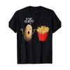 Europeisk storlek Herrs Humoristisk Pommes Frites Grafisk T-shirt - Casual Bomulls-Tee, Lös Passform, Maskintvättbar, Hela Säsongen Rund Hals Svart T-shirt