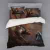 Medieval Duvet Cover Set, Medieval Knight Holding An Aged Old Shield Historical Theme Digital Print Bedding Set