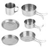 8 piece Stainless Steel BBQ Bowl Camping Cookware Picnic Portable Outdoor Folding Pot Set