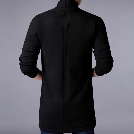 Men Cardigan Sweater Pure Color Anti-shrink Autumn Men Winter Knitting Sweater Coat for Work