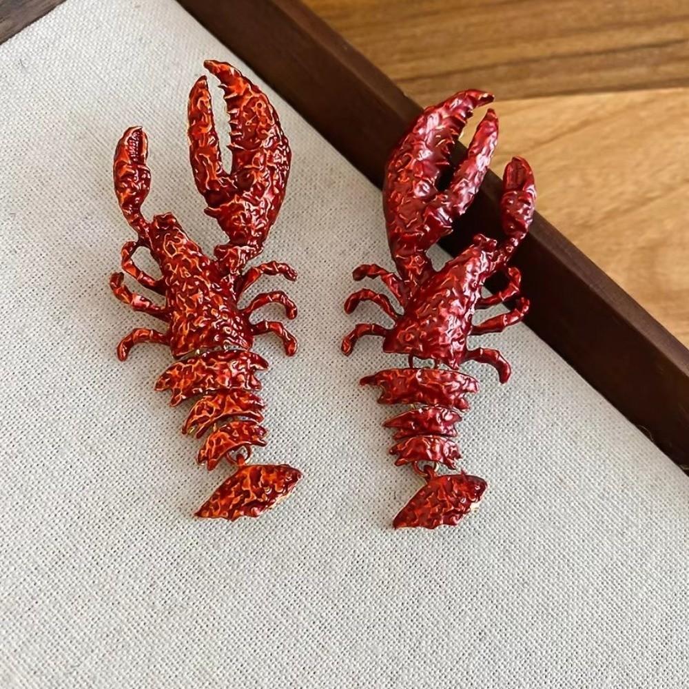 Large Size Lobster Earrings Metal Animal Drop Earrings Unique Crayfish Pendant Earrings Casual