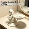 Gothic Home Decor Halloween Skeleton Storage Tray, 3D Printed Spooky Skull Jewelry Holder, Creative Tray Desktop Ring Organizer for Entryway,
