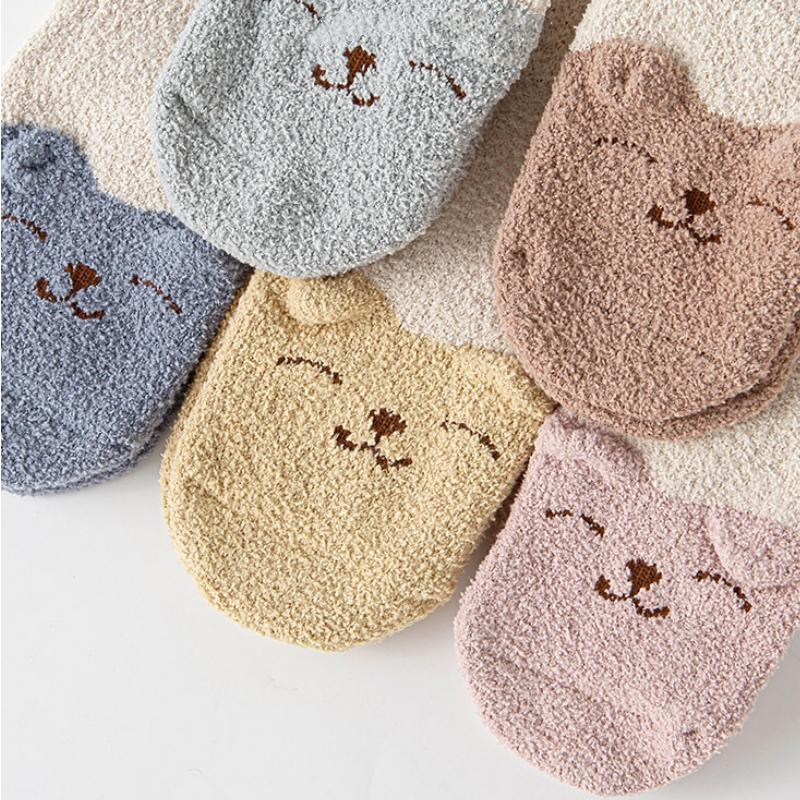 Autumn Winter Children Knee High Socks Thick Warm Coral Fleece Baby Stockings Infant Boys Girls Soft Thermal Long Socks 0-3Years