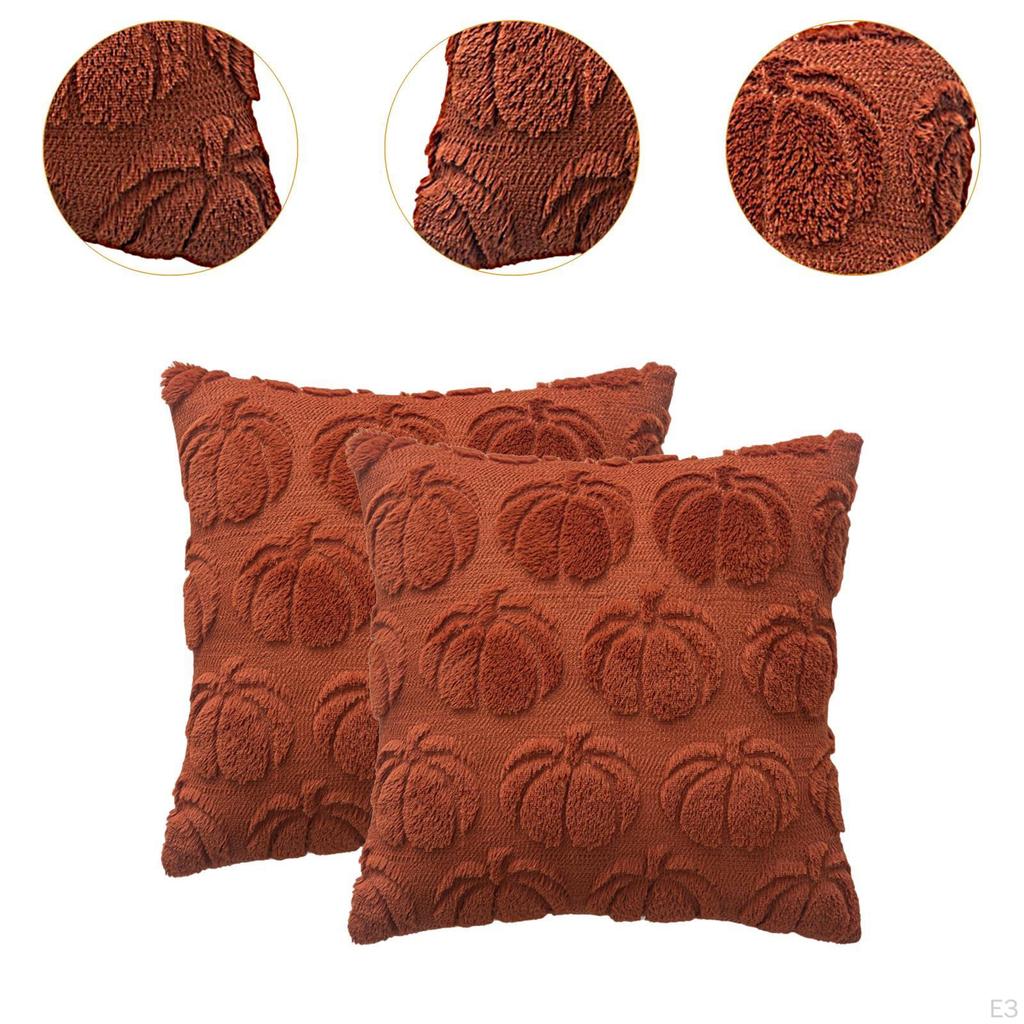 2Pcs Pumpkin Pillow Covers Cushion Cover Home Decor Embroidered Fall Throw Case Pillowcase