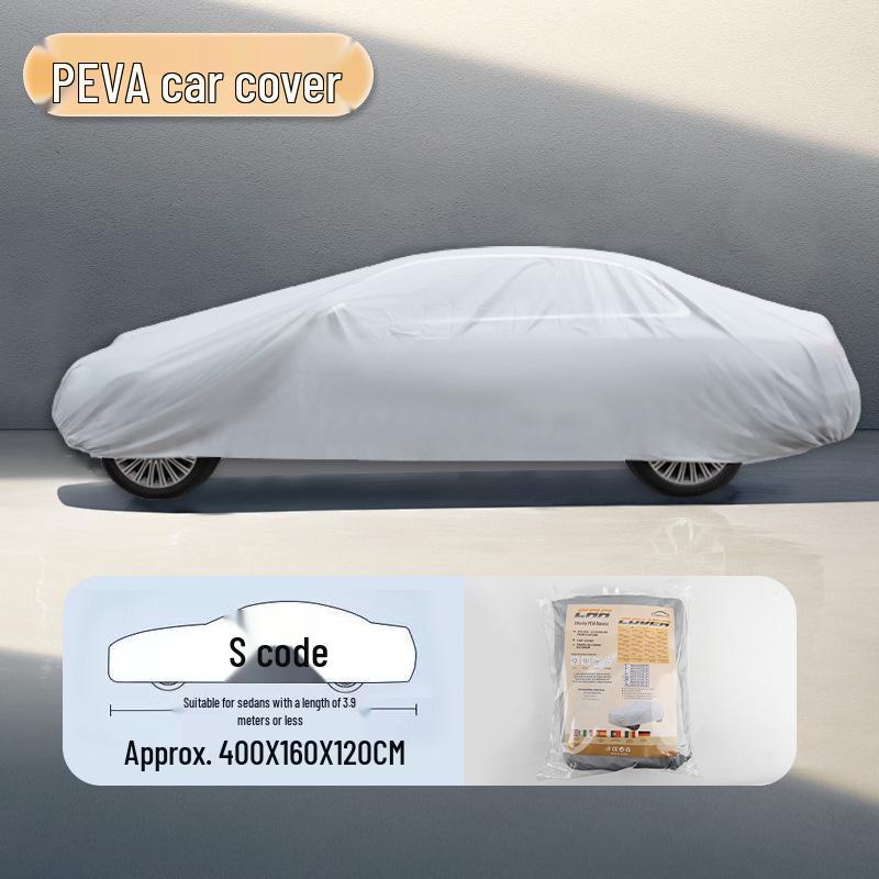 Однослойный чехол для автомобиля из ПЭВА: Универсальный водонепроницаемый солнцезащитный и пылезащитный теплоизолирующий чехол Sedan S серебряный