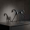 Geometric Horse Figurine Modern Minimalist Alloy Decor Piece Slender Statue for Living Room,