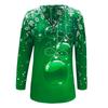 Women's Fashion Casual Snowflake Print Long Sleeve V-neck Zip T-Shirt Top