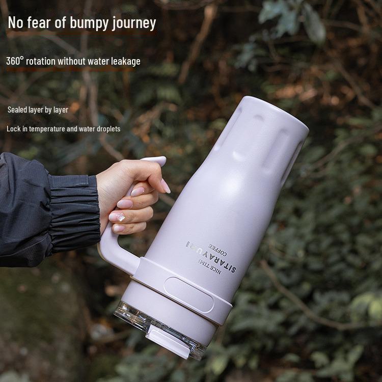 SITARAYURI Eisthermoskanne aus Edelstahl mit großem Fassungsvermögen und Strohhalm