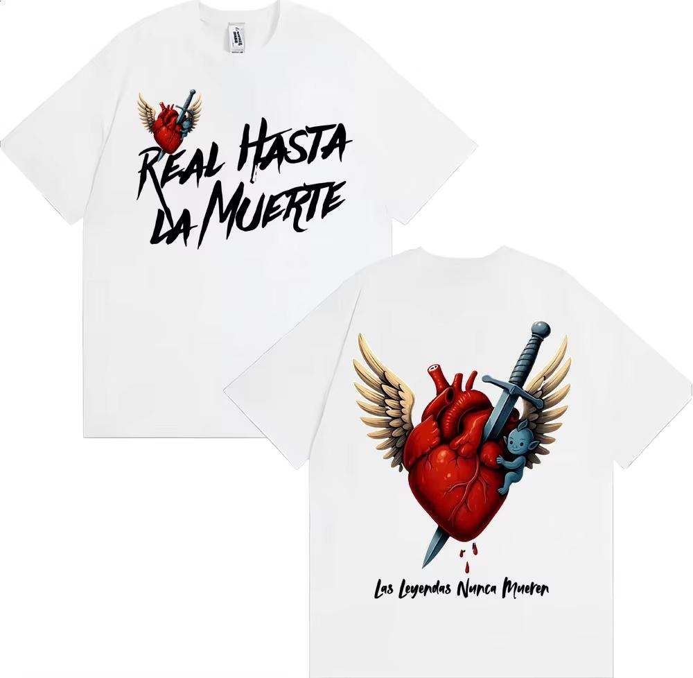 Anuel AA Rhlm 2 Real Hasta La Muerte Heart T Shirt Men Women Fashion Retro Short Sleeve Tshirts Cotton ONeck Tshirt