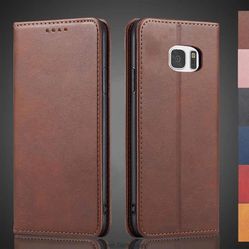 Custodia in pelle ad attrazione magnetica per Samsung Galaxy S7 G930F 5.1" / S7 edge G935F 5.5" Fondina Flip Portafoglio Cover Fundas Coque