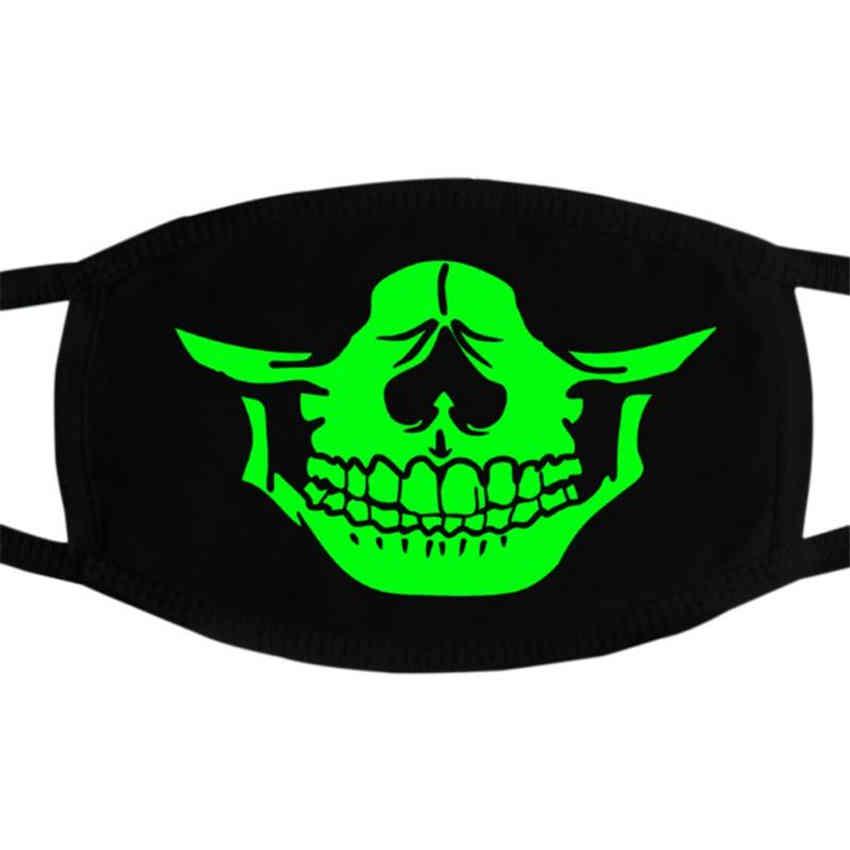 Unisex Luminous Skull Scarey Masks Black Half Face Personality Fashionable Halloween Cosplay Props