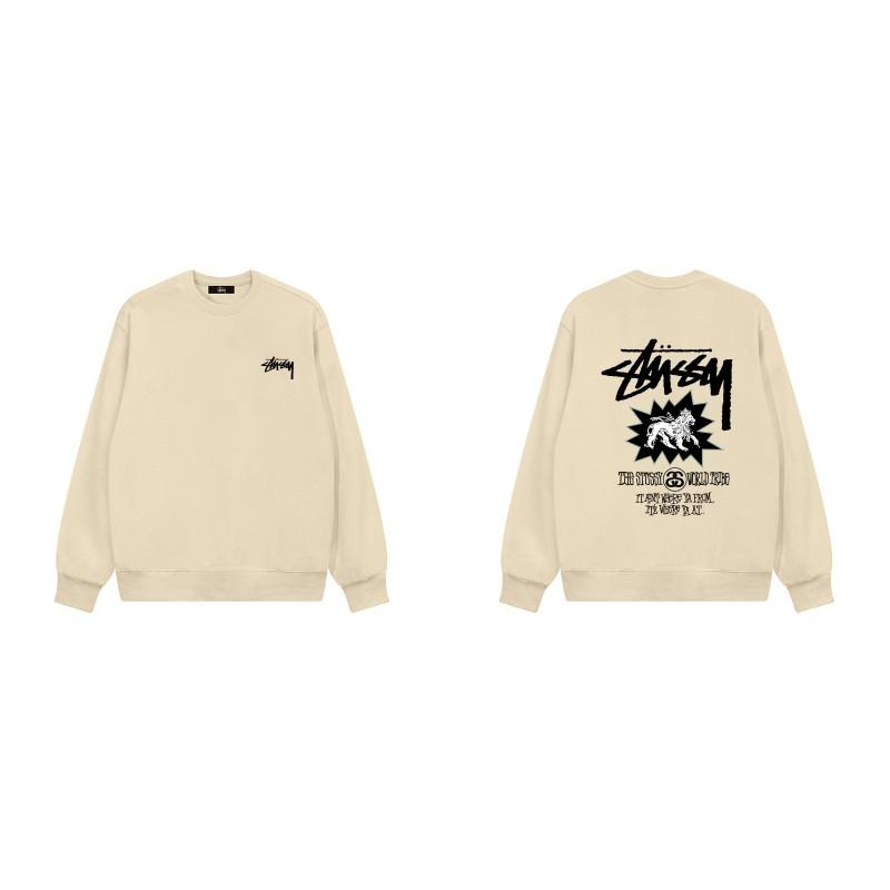Stussy Style Printed Crewneck Sweatshirt Men Women Loose Fit Thin Top Casual Streetwear