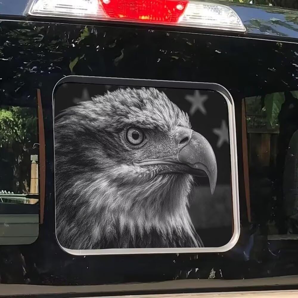 Truck Rear Center Window Decal,Bald Eagle Truck Rear Back Sliding Window Glass Sticker,American Flag Truck Decals for Car SUV Pickup,14.1 x11.8 Bald Eagle 1