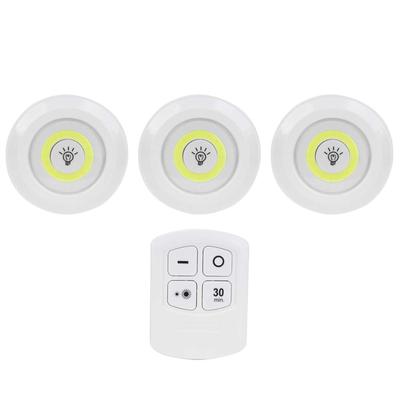 3 Pièces Veilleuse COB Télécommande Minuterie Variation Lampe de Nuit Chambre Placard Chevet
