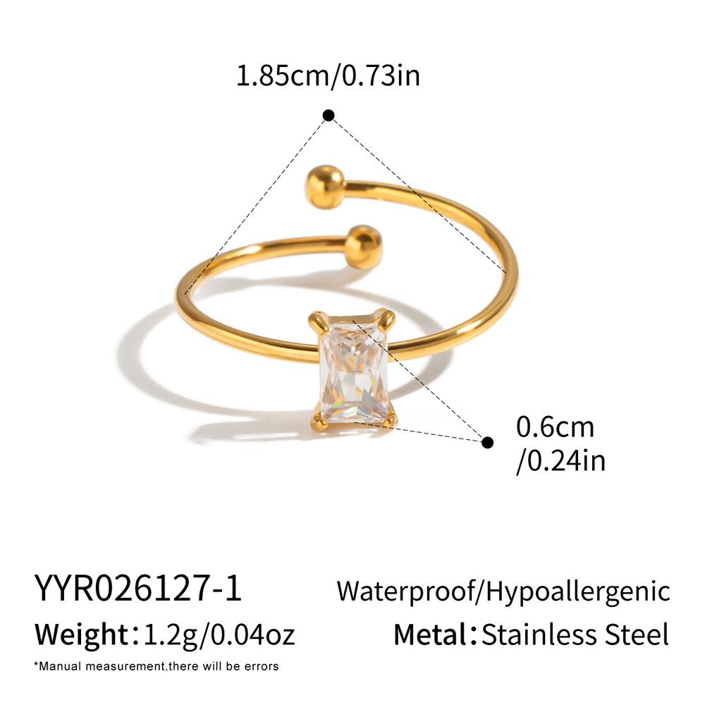 Stainless Steel Shiny Zircon Ring for Neutral Geometric Water Drop Open Ring Fashion Waterproof Wedding Hand Jewelry Accessories