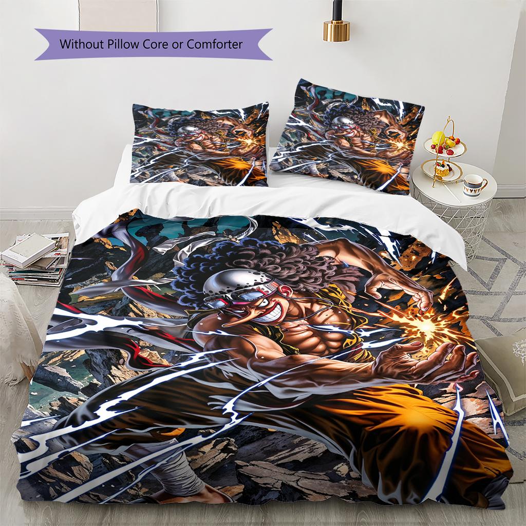 Juego de Ropa de Cama con Estampado de Dibujos Animados Colcha Funda de Colcha Funda de Almohada Decoración del Hogar Regalo de Cumpleaños (1 * funda nórdica + 2 * fundas de almohada, sin núcleo)