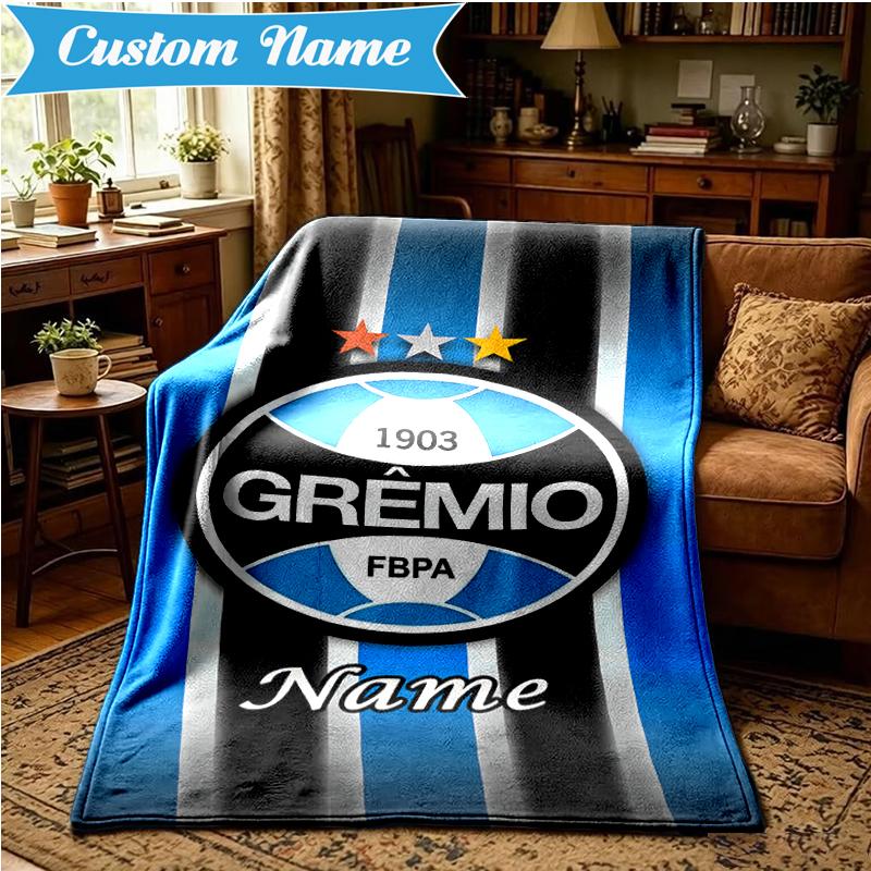 Custom Name Gremio FC Emblem Blanket Lightweight Ideal Bedding Blanket Perfect for Travel, Camping, Living Rooms, Sofas, Christmas gift