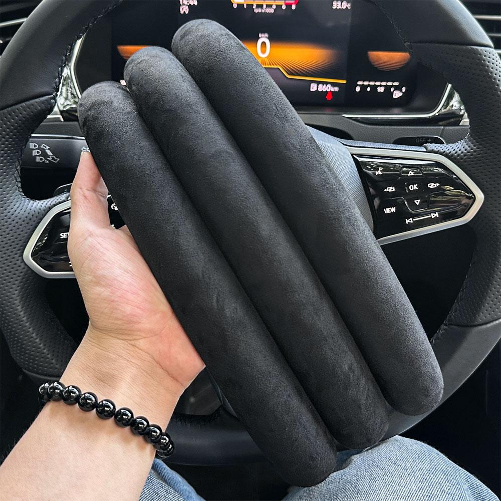 1Pair  Laser Carbon Fiber Silicone Car Steering Wheel Cover 1K Micro Fiber Leather PVC Wheel Booster Cover Non-Slip Universal