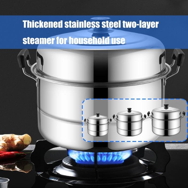 Multi Layer Steamer Steaming Pot Thickened Stainless Steel Construction Cookware with Steam Rack Kitchen Accessories