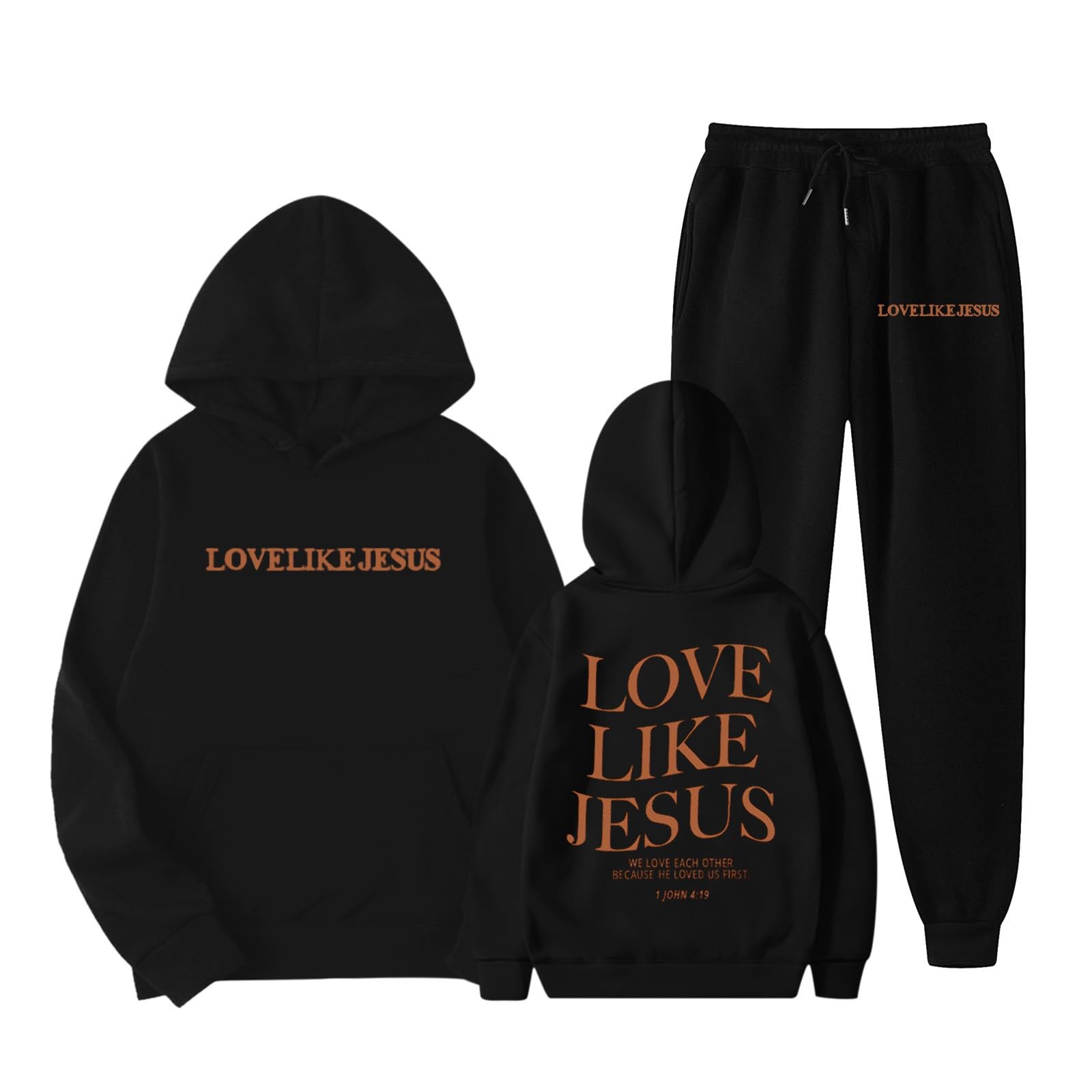 

Boys Girls Sweatsuit Clothing Hooded Sweatshirt Jogging Sweatpants Tracksuits Set Fashion Outfit 150 чорний