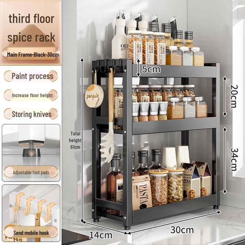 Countertop Kitchen Storage Rack for Spices and Sauces - Organize Oil, Salt, Vinegar, and Soy Sauce