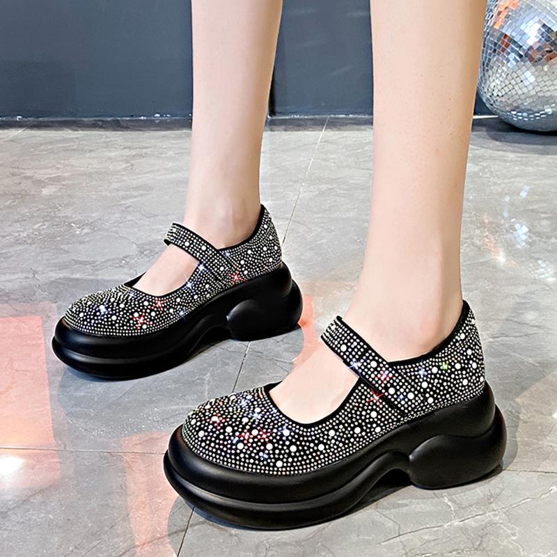 Summer New Casual Platform Sneakers Luxury Water Diamond Sandals Explosive Velcro Mary Jane Women's Shoes Designer Beach Sandals
