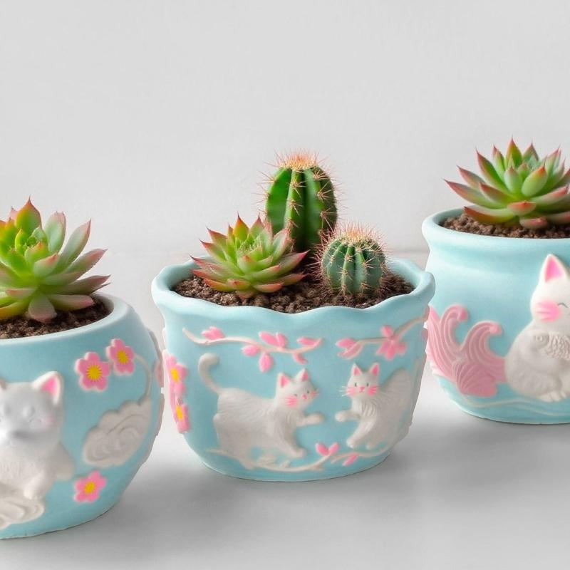 Reusable Silicone Planter Mold Pet Animal Pattern Crafting Tool Silicone Texture Suitable for Resin Jewelry Making