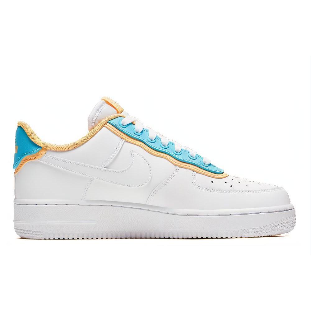 New Nike Air Force 1 Low Se White Light Blue Fury Topaz Gold Women's AA0287-105