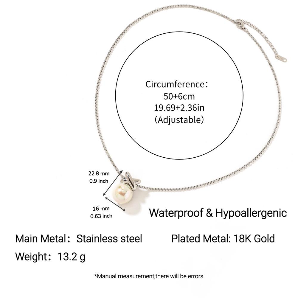 

Yingtai Women s Necklace: Stainless Titanium Steel with Imitation Pearl & 18k Gold, European & American Style, Non-Fading, Fine Polished Finish.