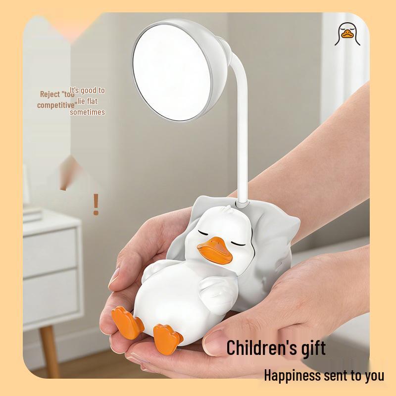 Rechargeable Cartoon Duckling Desk Lamp - Mini Night Light for Children's Bedroom