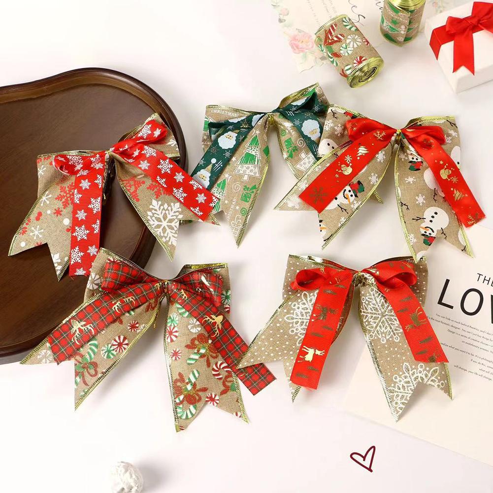 10*pcs Christmas Decoration Bow Ribbon Decoration Christmas Tree Pendants Christmas Charms Home Decor Xmas Hanging Ornaments