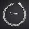 European & American 12mm Double Row Moissanite Hip Hop Cuban Link Rhombus Necklace for Men