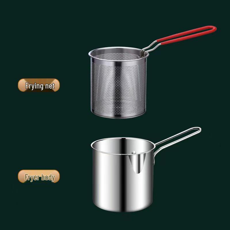 Mini Freidora de Acero Inoxidable 304 para Huevos y Ahorro de Aceite, Multifuncional para Cocinas de Inducción y Gas.