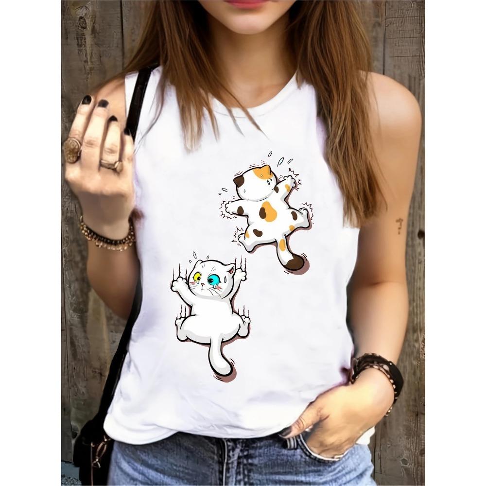 Religious Cross Print Women's Tank Top Summer Daily Casual Women's Sleeveless T-shirt Urban Street Ladies Fashion Tank Top