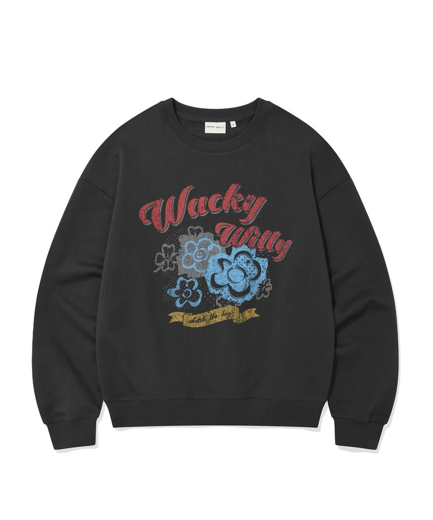 WACKY WILLY Women'S Vintage Graphic Sweatshirt Charcoal