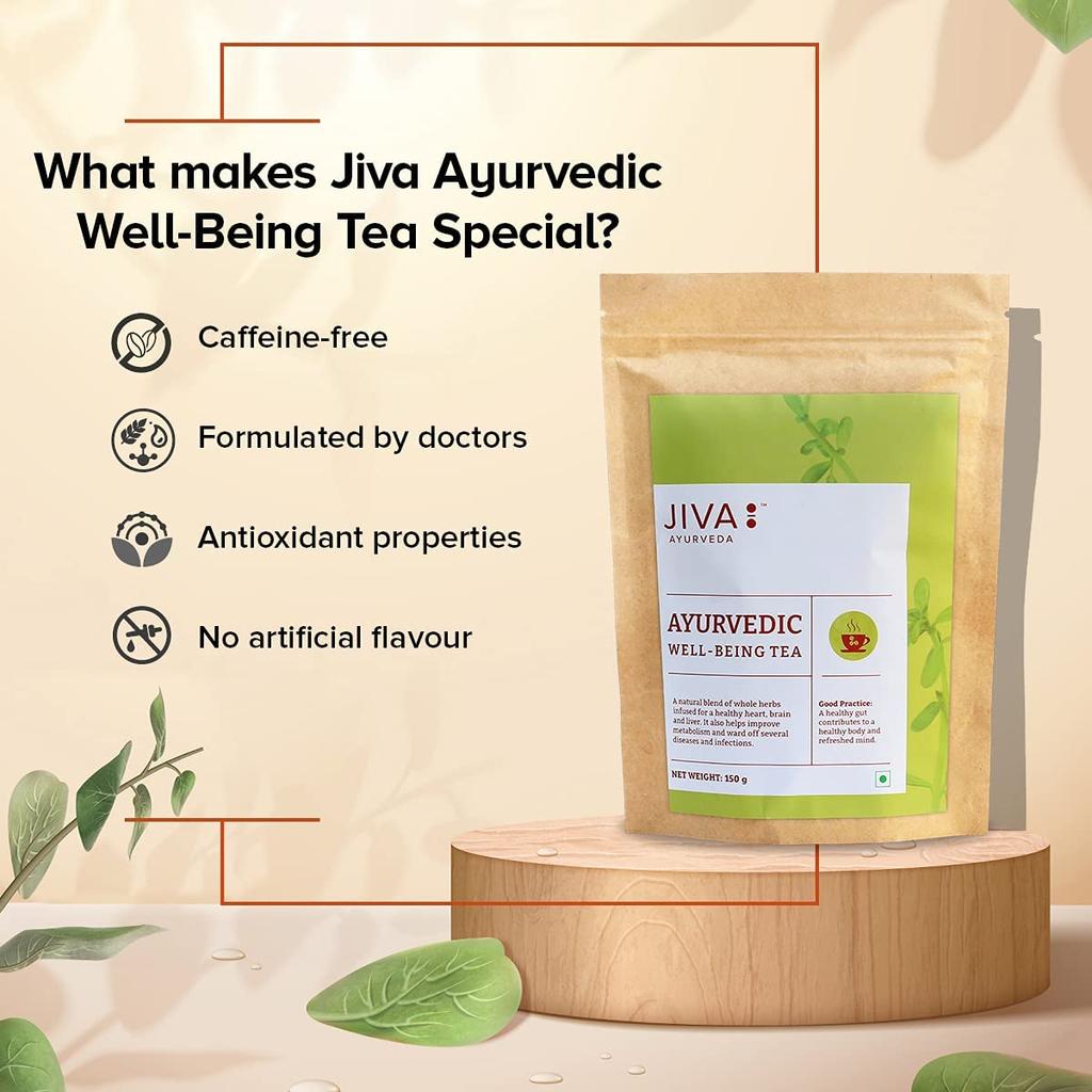 Jiva Ayurvedic Ginger Tea Pack Of 3 – 150 G, Caffeine Free, Immunity Boost, Digestive Support, Cholesterol Management