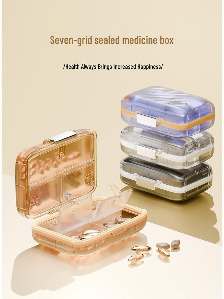 Portable 7-Grid Moisture-Proof Pill Box for Daily Medication