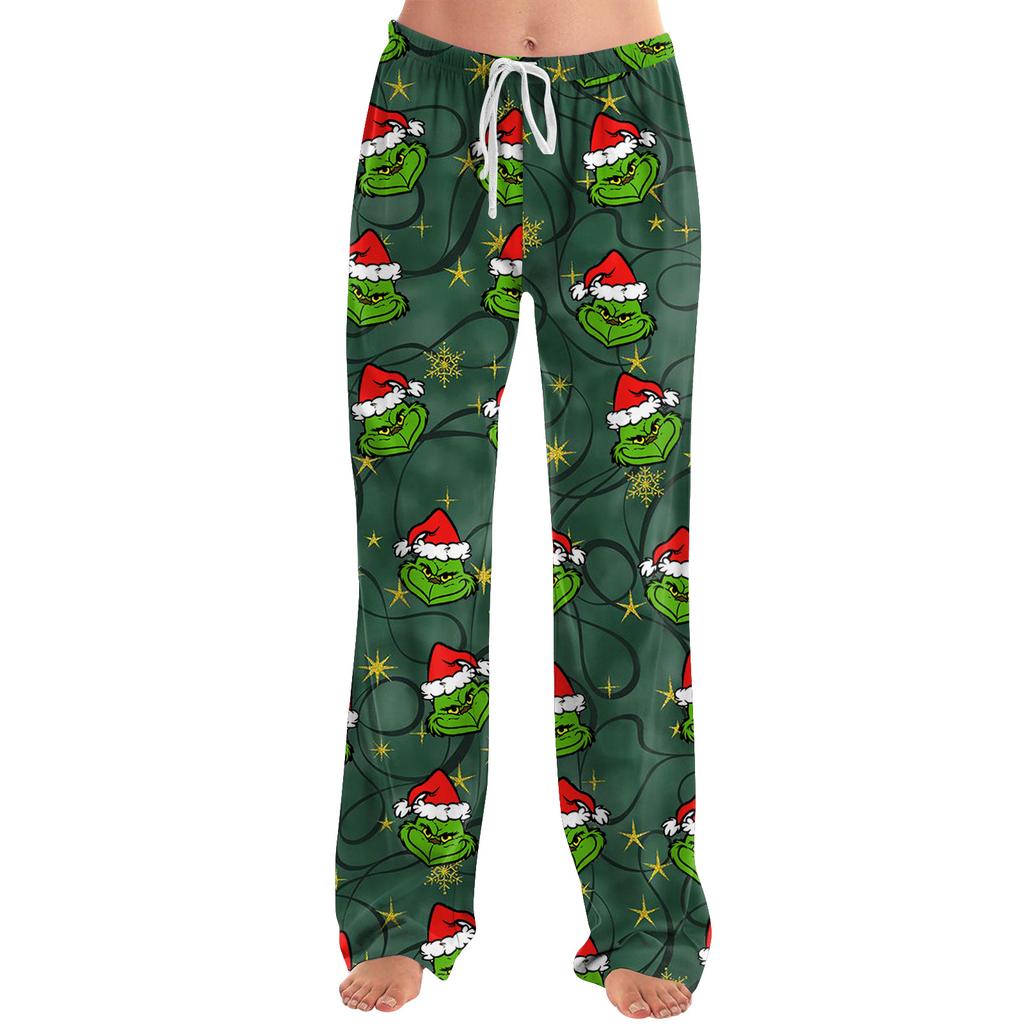 Damen Pyjamahose Nachtwäsche Lässige Hose mit Kordelzug und elastischer Taille Bequeme gerade lockere Yogahose