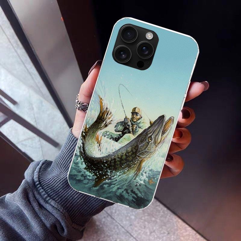 Hunting Fishing Man Phone Case For iPhone 17 Air 16 15 Pro Max 14 Plus 13 Mini 12 11 Cover 7 8 SE Silicone Shell Print Fundas 17