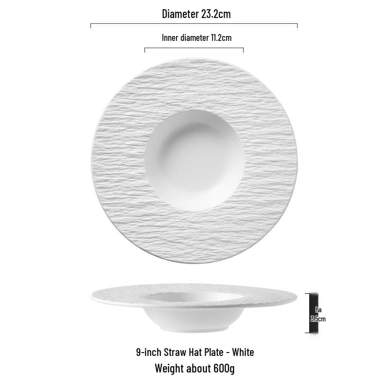 Rock Texture Ceramic Plate – Western & Japanese Style for Pasta, Salad, Soup, and More