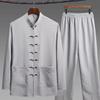 Men's Tang Suit Ice Silk Set - Long-Sleeve Chinese Tai Chi Hanfu for Spring/Summer