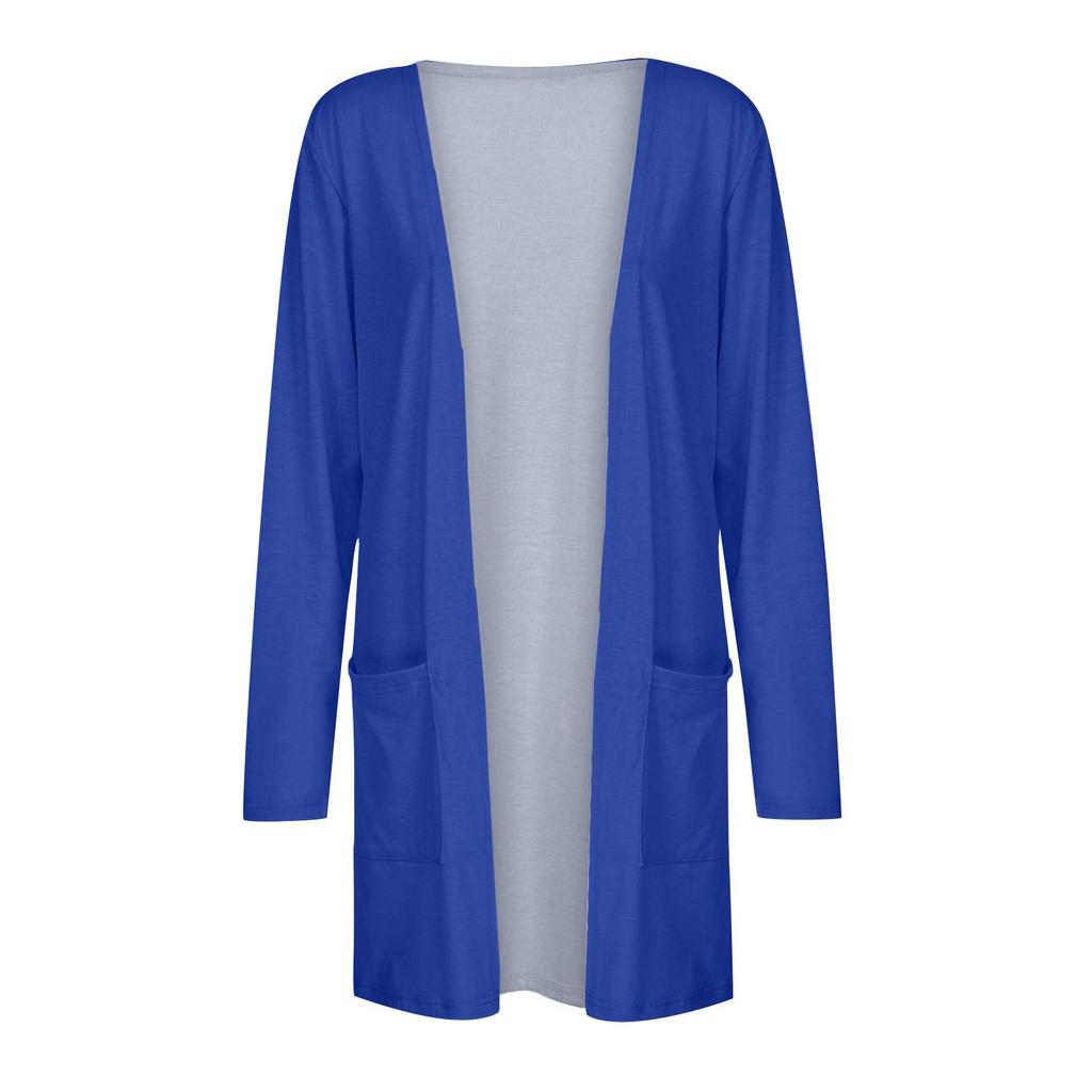 Women's Solid Color Top Long Sleeve Cardigan Top Lightweight Long Jacket