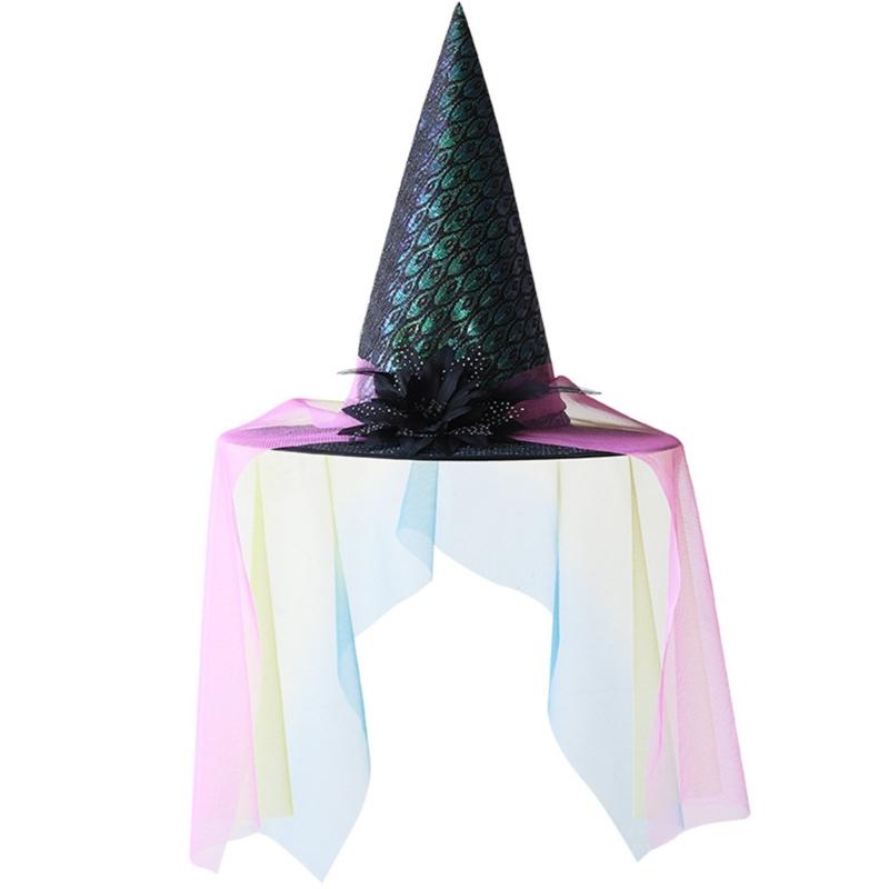 Halloween Hexenhut für Kinder Erwachsene Halloween Party Cosplay Kostüm Requisiten Gruseliger Zaubererhut für Halloween Party