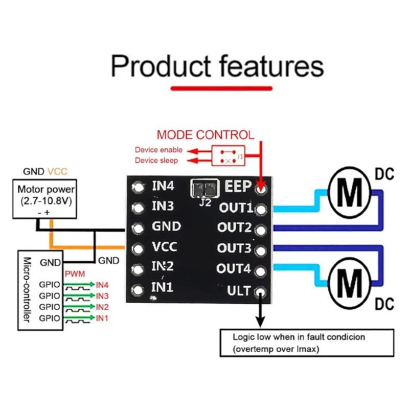 High Performances 2 Channel DRV8833 Motor Driver Board With Low Power Consumption For Robotics