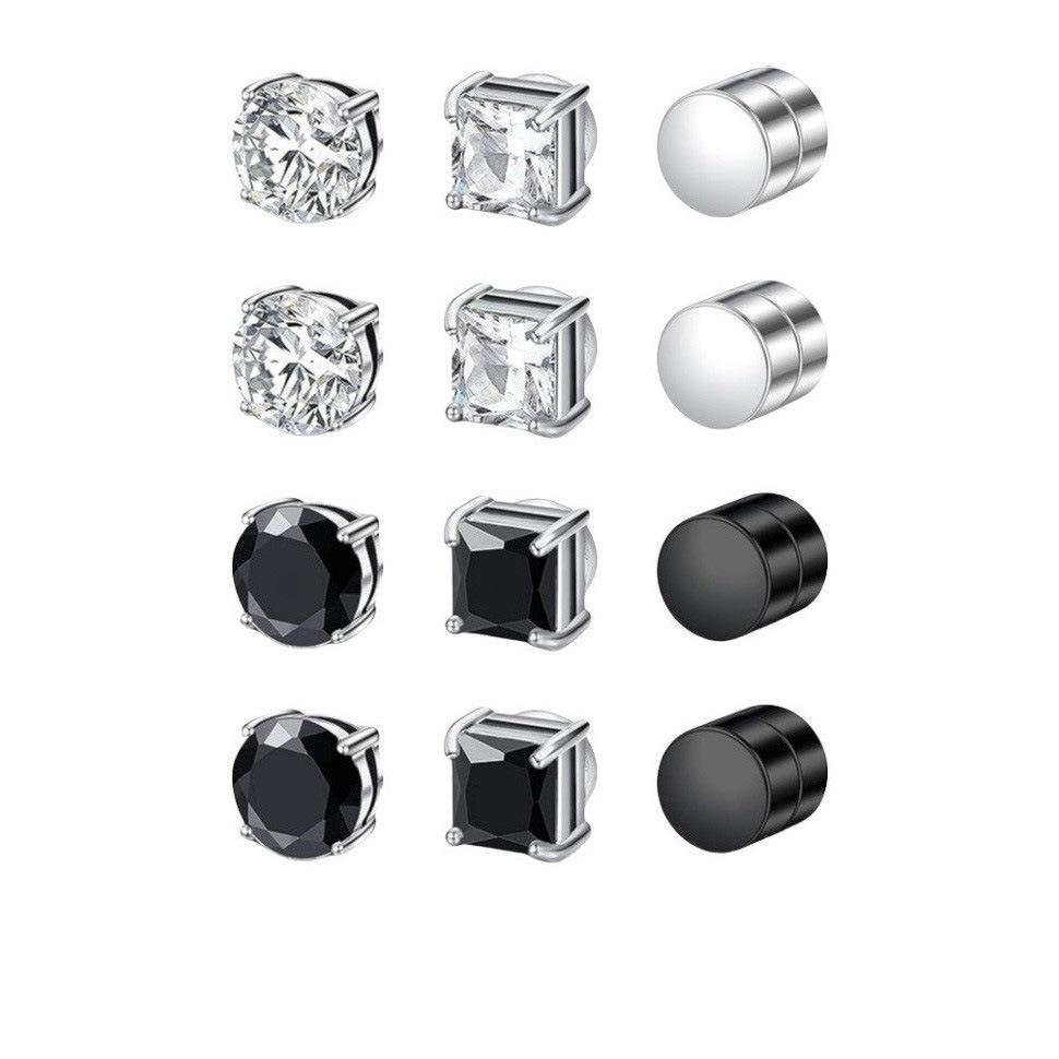 Zirconia Magnetic Ear Clips | No Piercing Faux Stud Earrings for Couples In Stainless Steel