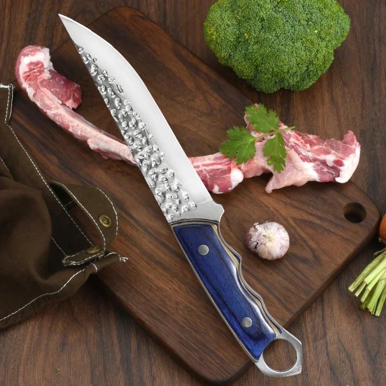 6.5Inch Hand Forged Chef Knife Butcher Boning Knife Wooden Handle Meat Vegetable Cutting Knife Stainless Steel Kitchen Knives