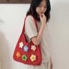 Sweet Knitted Tote Bag Breathable Seaside Vacation Handbag Storage Bag Crochet Shoulder Bag  School