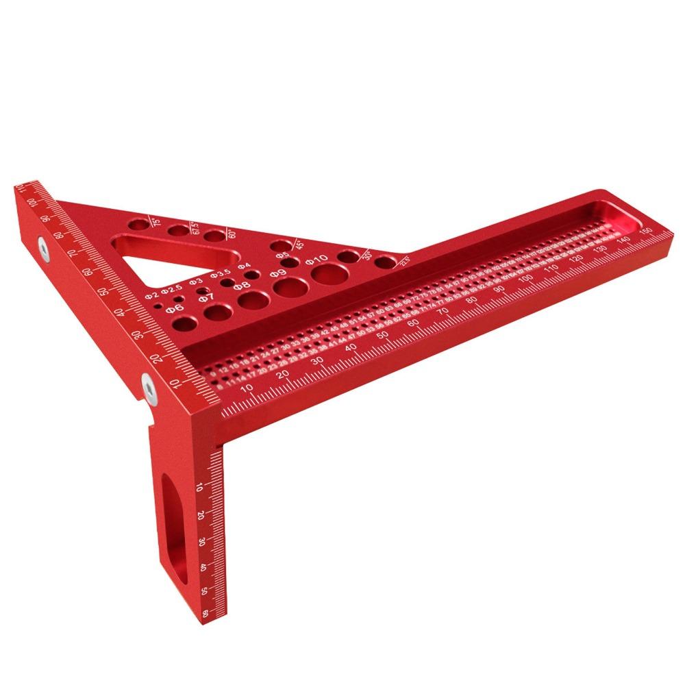 22.5-90 Degree Aluminum Alloy Woodworking Square 45/90° Angle Measuring Ruler Woodworking